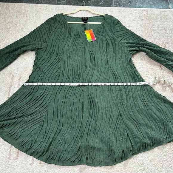 NWT Toofan Textured Sage Green Tunic Top Size 1X Lagenlook Art to Wear - Picture 6 of 9